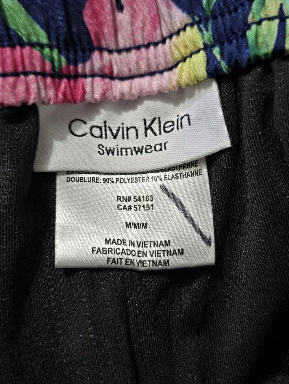 Calvin Klein Navy Tropical Floral  Swim Trunks Board Shorts Size Medium